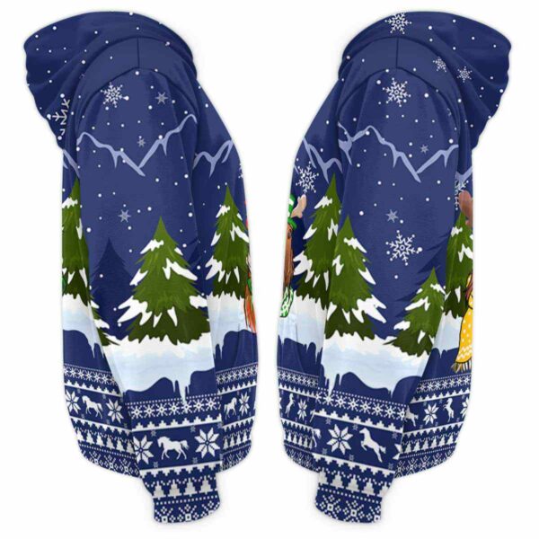 AOPH-U-Ani-KnitLineBlue-Hrse-211025VY10 @ Horse Knitted Line Blue-Horse Christmas Blue Knit Snow 3D Hoodie