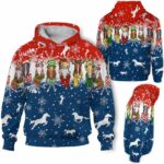 AOPH-U-Ani-ThreLineSnow-Hrse-211025VY10 @ Horse Three Line Snow-Horse Christmas Red Blue And White Line 3D Hoodie