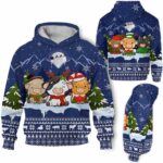 AOPH-U-Ani-KnitLineBlue-Cow-211025VY10 @ Cow Knitted Line Blue-Cow Christmas Blue Knit Snow 3D Hoodie