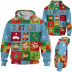 AOPH-U-Ani-SquaPtn-Fox-211025VY10 @ Fox Square Pattern-Fox Christmas Colorful Square Pattern 3D Hoodie