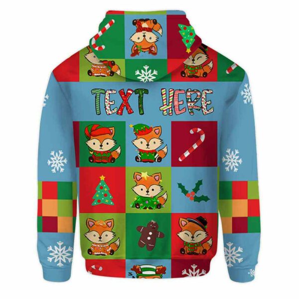 AOPH-U-Ani-SquaPtn-Fox-211025VY10 @ Fox Square Pattern-Fox Christmas Colorful Square Pattern 3D Hoodie