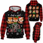 AOPH-U-Ani-LoveChriPtn-Fox-211025VY10 @ Fox Love Christmas Pattern-Fox Just A Girl Who Loves Christmas 3D Hoodie