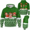 AOPH-U-Ani-KnitGree-Slth-211025VY10 @ Sloth Knitted Green-Sloth Christmas Green Knit Snow 3D Hoodie