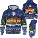 AOPH-U-Ani-KnitLineBlue-Fox-211025VY10 @ Fox Knitted Line Blue-Fox Christmas Blue Knit Snow 3D Hoodie