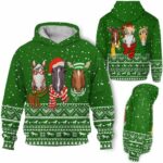 AOPH-U-Ani-KnitGree-Hrse-211025VY10 @ Horse Knitted Green-Horse Christmas Green Knit Snow 3D Hoodie