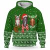 AOPH-U-Ani-KnitGree-Hrse-211025VY10 @ Horse Knitted Green-Horse Christmas Green Knit Snow 3D Hoodie