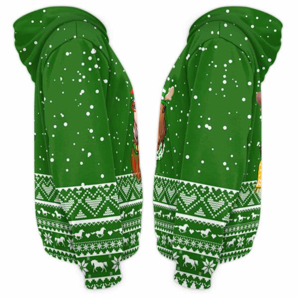 AOPH-U-Ani-KnitGree-Hrse-211025VY10 @ Horse Knitted Green-Horse Christmas Green Knit Snow 3D Hoodie