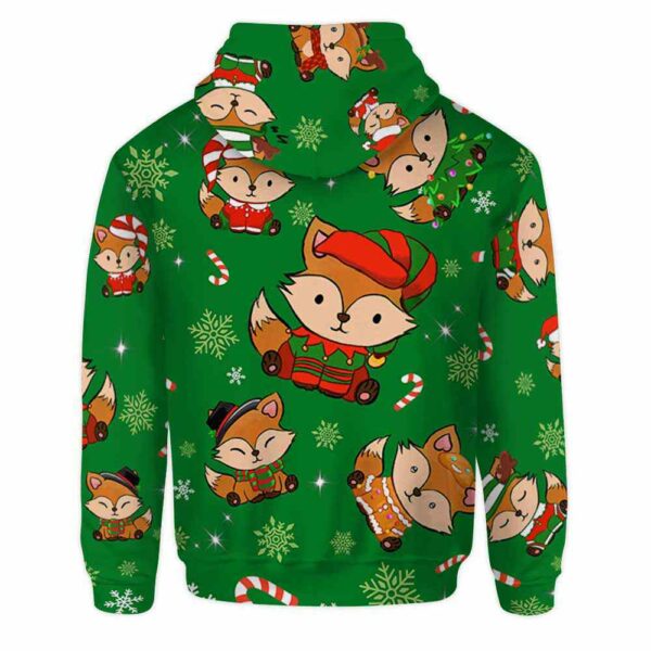 AOPH-U-Ani-GreeVest-Fox-211025VY10 @ Fox Green Vest-Fox Pattern On Christmas Green Suit 3D Hoodie
