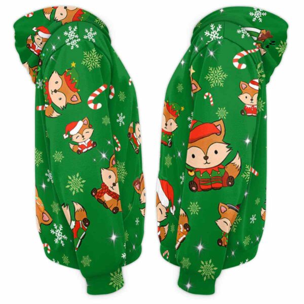 AOPH-U-Ani-GreeVest-Fox-211025VY10 @ Fox Green Vest-Fox Pattern On Christmas Green Suit 3D Hoodie