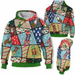 AOPH-U-Ani-LineFramChri-Hrse-211025VY10 @ Horse Line Frames Christmas-Horse Christmas Colorul Frames 3D Hoodie