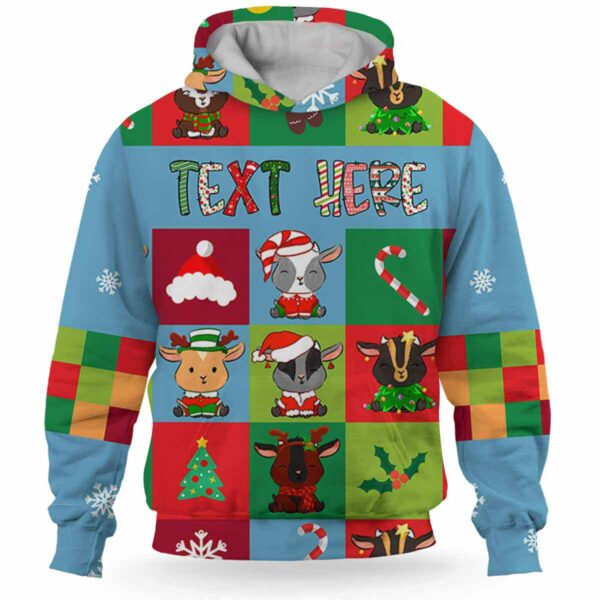 AOPH-U-Ani-SquaPtn-Goat-211025VY10 @ Goat Square Pattern-Goat Christmas Colorful Square Pattern 3D Hoodie