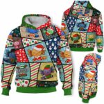 AOPH-U-Ani-LineFramChri-Axolo-211025VY10 @ Axolotl Line Frames Christmas-Axolotl Christmas Colorul Frames 3D Hoodie