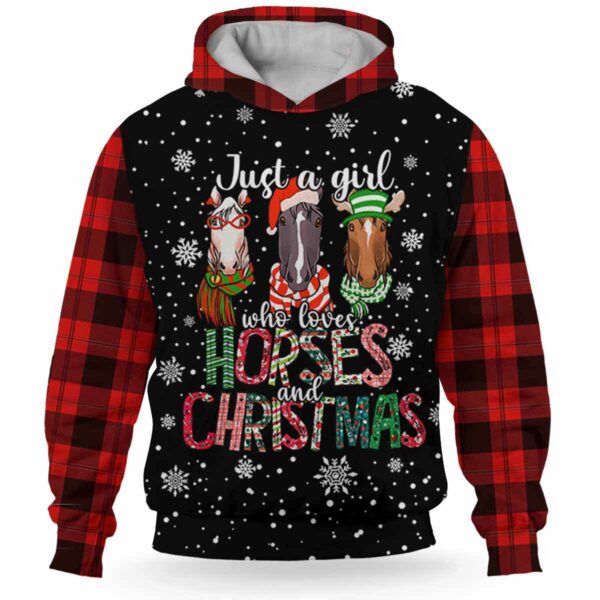 AOPH-U-Ani-LoveChriPtn-Hrse-211025VY10 @ Horse Love Christmas Pattern-Horse Just A Girl Who Loves Christmas 3D Hoodie
