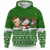 AOPH-U-Ani-KnitGree-Cow-211025VY10 @ Cow Knitted Green-Cow Christmas Green Knit Snow 3D Hoodie