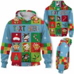 AOPH-U-Ani-SquaPtn-Cow-211025VY10 @ Cow Square Pattern-Cow Christmas Colorful Square Pattern 3D Hoodie