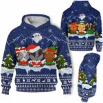 AOPH-U-Ani-KnitLineBlue-Goat-211025VY10 @ Goat Knitted Line Blue-Goat Christmas Blue Knit Snow 3D Hoodie