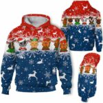AOPH-U-Ani-ThreLineSnow-Goat-211025VY10 @ Goat Three Line Snow-Goat Christmas Red Blue And White Line 3D Hoodie