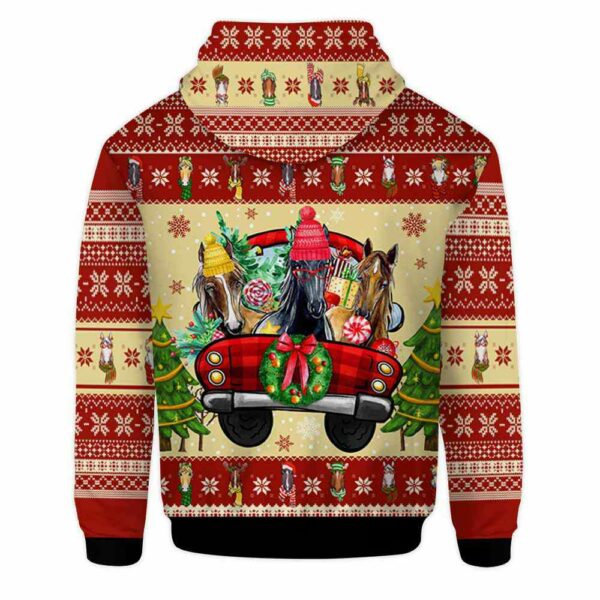 AOPH-U-Ani-KnitChriAnim-Hrse-211028VY10 @ Horse Knitted Christmas Animal-Horse Christmas Funny Farm Truck Red 3D Hoodie