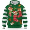AOPH-U-Ani-CuteSockGree-Fox-211026VA10 @ Fox Cute Sock Green-Fox In Cute Sock Green 3D Hoodie