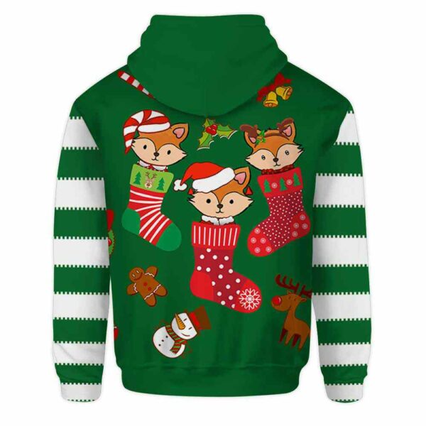 AOPH-U-Ani-CuteSockGree-Fox-211026VA10 @ Fox Cute Sock Green-Fox In Cute Sock Green 3D Hoodie