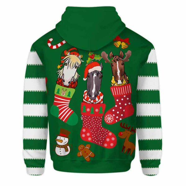 AOPH-U-Ani-CuteSockGree-Hrse-211026VA10 @ Horse Cute Sock Green-Horse In Cute Sock Green 3D Hoodie