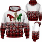 AOPH-U-Ani-SnowPlaiPtn-Hrse-211028VA10 @ Horse Snow Plaid Pattern-Horse Christmas Plaid Snow 3D Hoodie