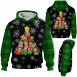AOPH-U-Ani-GreePlai-Slth-211028VA10 @ Sloth Green Plaid-Sloth Christmas Tree Green Plaid 3D Hoodie