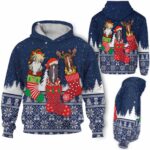 AOPH-U-Ani-SnowAndKnit-Hrse-211026VA10 @ Horse Snow and Knit-Horse Christmas Sock Knit Snow 3D Hoodie