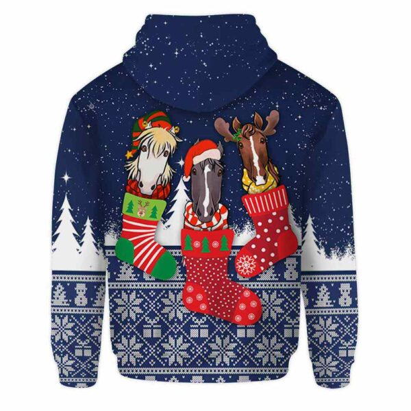 AOPH-U-Ani-SnowAndKnit-Hrse-211026VA10 @ Horse Snow and Knit-Horse Christmas Sock Knit Snow 3D Hoodie