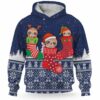 AOPH-U-Ani-SnowAndKnit-Slth-211026VA10 @ Sloth Snow and Knit-Sloth Christmas Sock Knit Snow 3D Hoodie