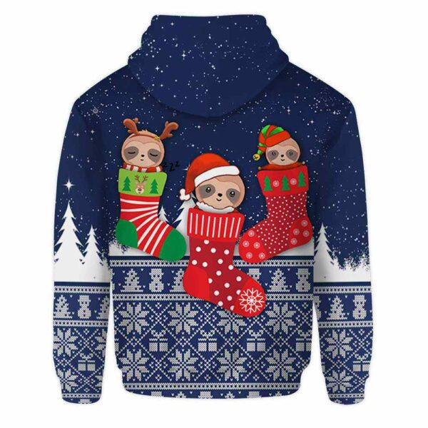 AOPH-U-Ani-SnowAndKnit-Slth-211026VA10 @ Sloth Snow and Knit-Sloth Christmas Sock Knit Snow 3D Hoodie