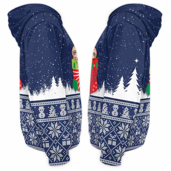 AOPH-U-Ani-SnowAndKnit-Slth-211026VA10 @ Sloth Snow and Knit-Sloth Christmas Sock Knit Snow 3D Hoodie