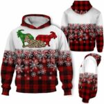 AOPH-U-Ani-SnowPlaiPtn-Goat-211028VA10 @ Goat Snow Plaid Pattern-Goat Christmas Plaid Snow 3D Hoodie