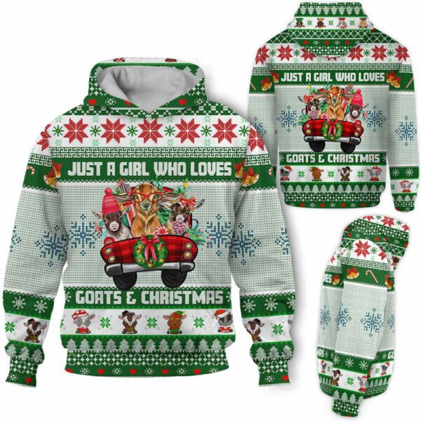 AOPH-U-Ani-GreeKnitAnim-Goat-211028VY10 @ Goat Green Knitted Animal-Goat Christmas Farm Truck Green Knit 3D Hoodie