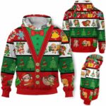 AOPH-U-Ani-ChriSeamPtn-Slth-211028VA10 @ Sloth Christmas Seamless Pattern-Sloth Christmas Line Pattern 3D Hoodie