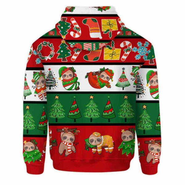 AOPH-U-Ani-ChriSeamPtn-Slth-211028VA10 @ Sloth Christmas Seamless Pattern-Sloth Christmas Line Pattern 3D Hoodie