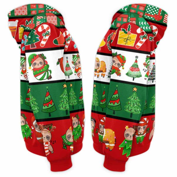 AOPH-U-Ani-ChriSeamPtn-Slth-211028VA10 @ Sloth Christmas Seamless Pattern-Sloth Christmas Line Pattern 3D Hoodie
