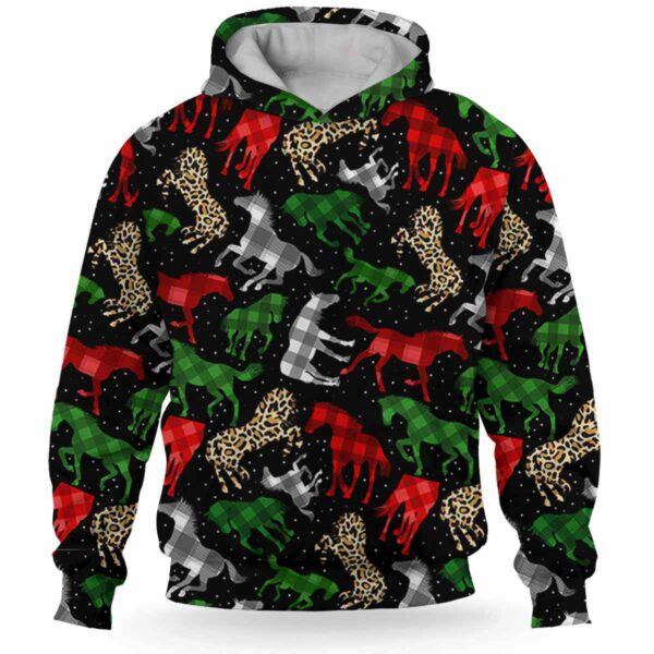 AOPH-U-Ani-PlaiPtn-Hrse-211028VA10 @ Horse Plaid Pattern-Horse Christmas Plaid Pattern 3D Hoodie