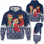 AOPH-U-Ani-SnowAndKnit-Fox-211026VA10 @ Fox Snow and Knit-Fox Christmas Sock Knit Snow 3D Hoodie