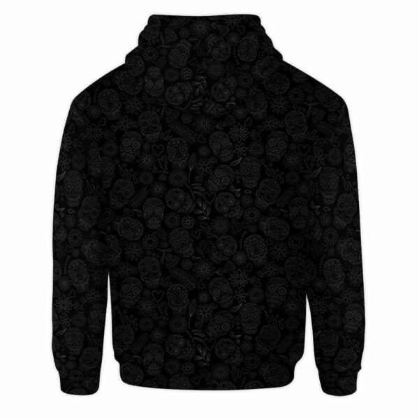 AOPH-U-Ani-SugaSkulBlacBg-Cow-211029NA10 @ Cow Sugar Skull Black BG-Cow Sugar Skull Black Pattern 3D Hoodie