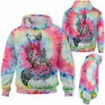 AOPH-U-Ani-PastTieDye-Fox-211026VA10 @ Fox Pastel Tie Dye-Fox Floral Pastel Tie Dye 3D Hoodie