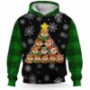 AOPH-U-Ani-GreePlai-Fox-211028VA10 @ Fox Green Plaid-Fox Christmas Tree Green Plaid 3D Hoodie