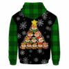 AOPH-U-Ani-GreePlai-Fox-211028VA10 @ Fox Green Plaid-Fox Christmas Tree Green Plaid 3D Hoodie