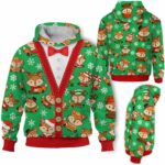 AOPH-U-Ani-ChriGreePtn-Fox-211028VA10 @ Fox Christmas Green Pattern-Fox Christmas Green Pattern On Suite 3D Hoodie