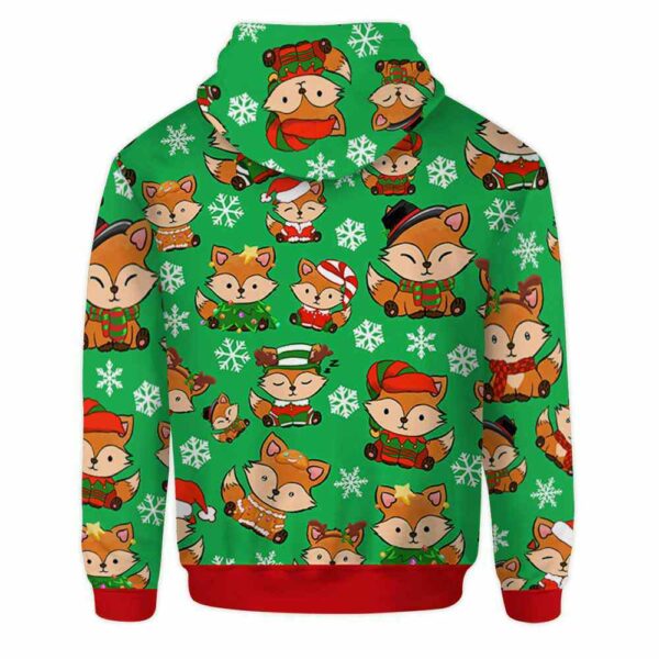 AOPH-U-Ani-ChriGreePtn-Fox-211028VA10 @ Fox Christmas Green Pattern-Fox Christmas Green Pattern On Suite 3D Hoodie