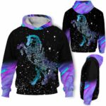 AOPH-U-Ani-Holo-Hrse-211026VA10 @ Horse Hologram-Horse Floral Purple Hologram 3D Hoodie