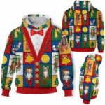 AOPH-U-Ani-ColoSewiPatc-Hrse-211028VA10 @ Horse colorful sewing patches-Horse Christmas Colorful Patches 3D Hoodie