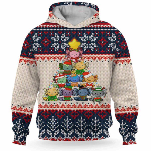 AOPH-U-Ani-ChriKnitPtn-Axolo-211028VA10 @ Axolotl Christmas Knit Pattern-Axolotl Christmas Tree Knit Pattern 3D Hoodie