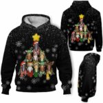 AOPH-U-Ani-SnowPtn-Hrse-211028VA10 @ Horse Snow Pattern-Horse Christmas Tree Snow Black 3D Hoodie
