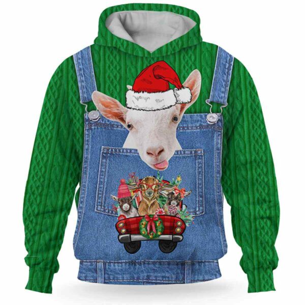 AOPH-U-Ani-GreeKnit-Goat-211028VA10 @ Goat Green Knit-Goat Green Knit Funny Farmer Suit 3D Hoodie
